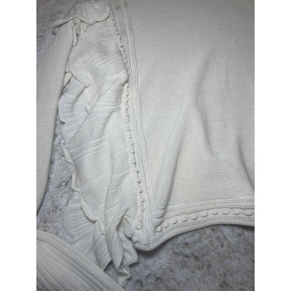 Rebecca Taylor Cream Sample Sweater With Ruffles Victorian Tie Sleeve Medium - Picture 2 of 8
